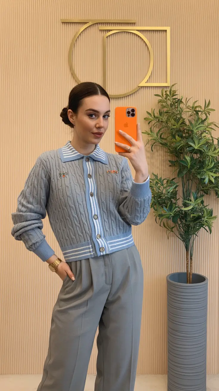 natural spring travel outfits 2026 Powder Blue Knits for Soft, Feminine Early-Spring Outings