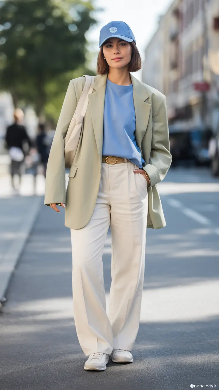 natural spring travel outfits 2026 Soft Blues and Tailored Neutrals for Relaxed European Spring Walks