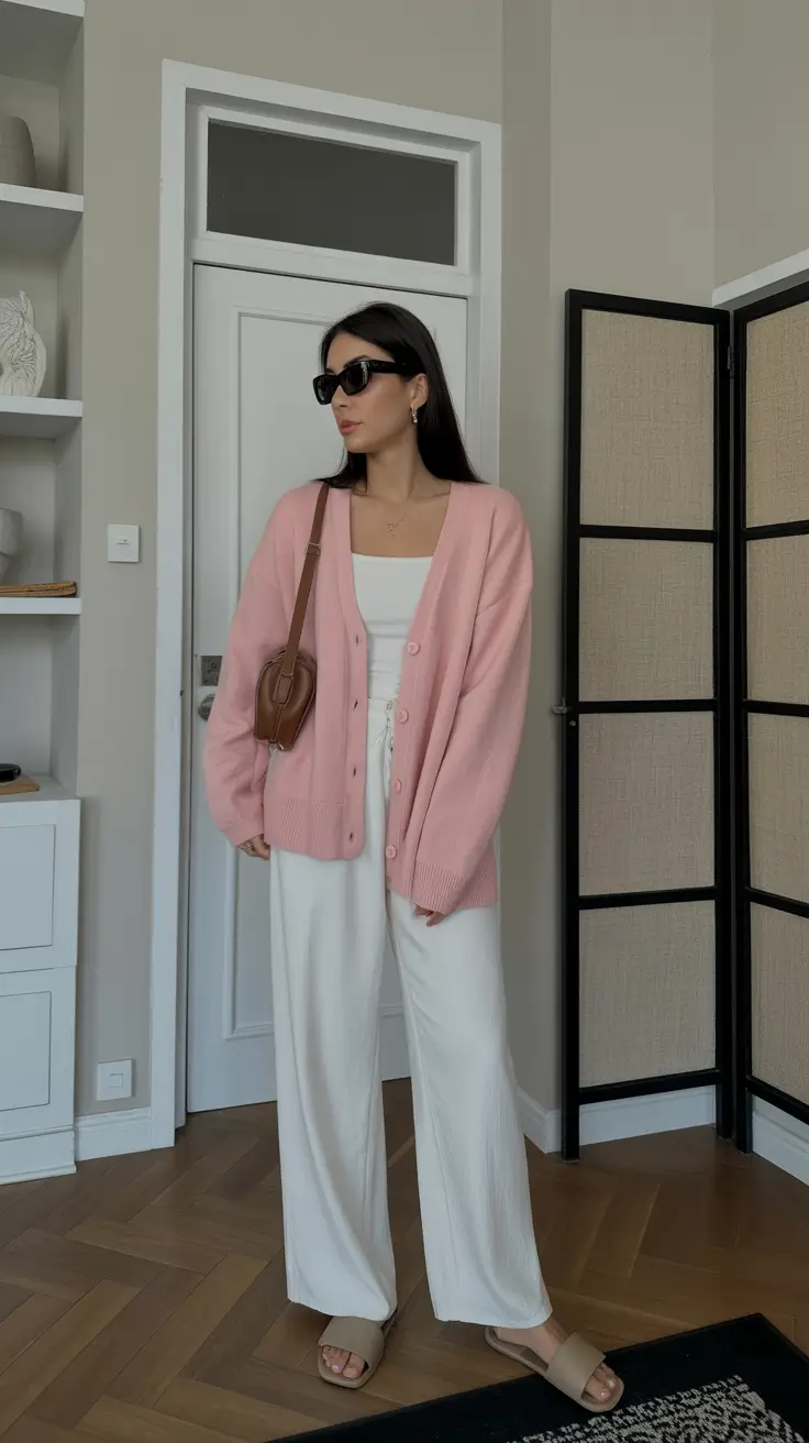 natural spring travel outfits 2026 Soft Rosy Layers for Minimalist Spring Comfort