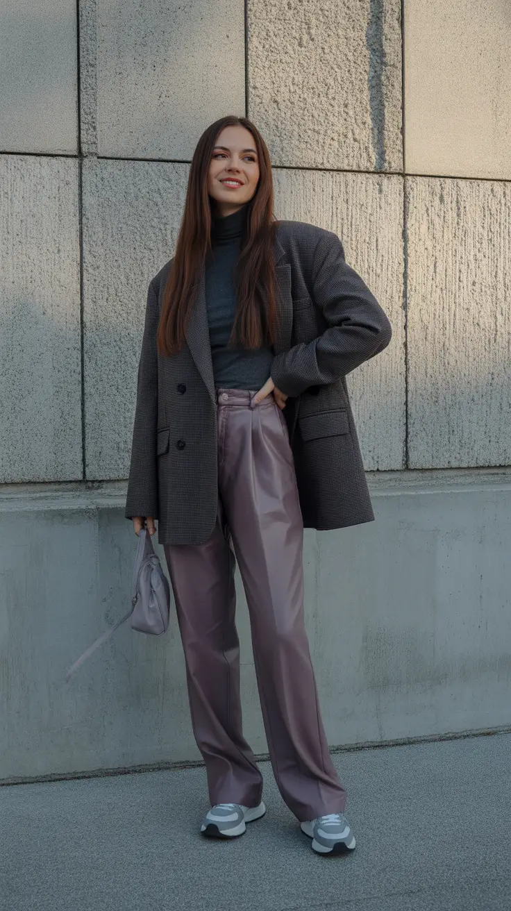 playful spring outfits 2026 trends Soft Metallic Tones With Tailored Gray Layers