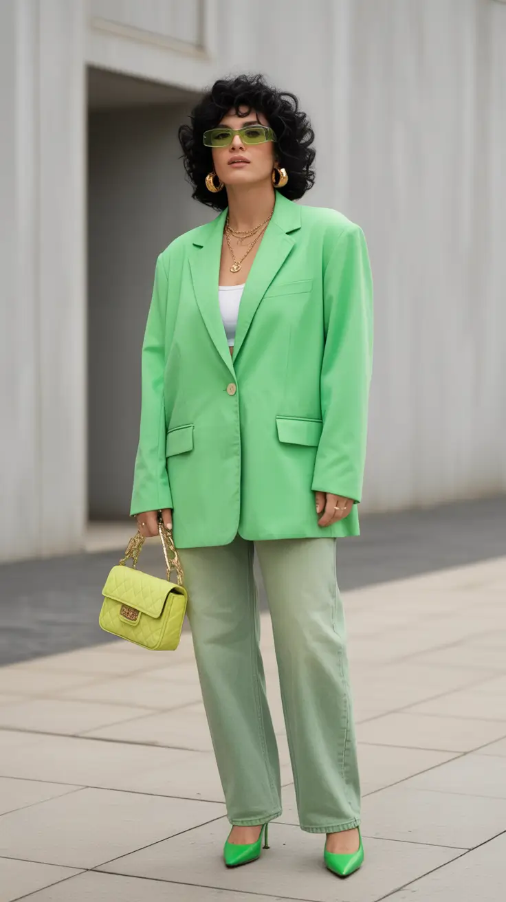playful spring outfits 2026 trends Citrus Green Power Layers