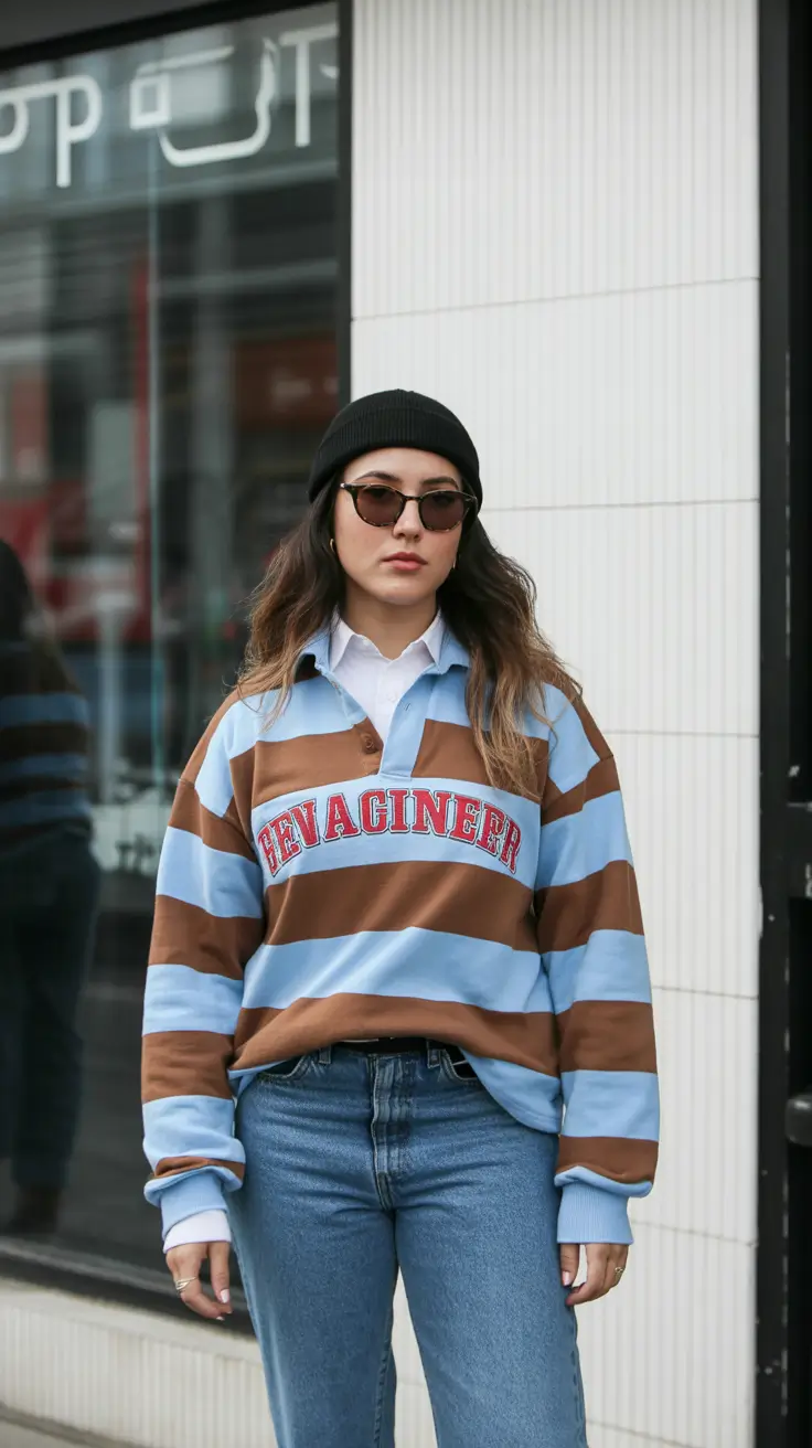 playful spring outfits 2026 trends Sporty Stripes With Laid-Back Denim Chic