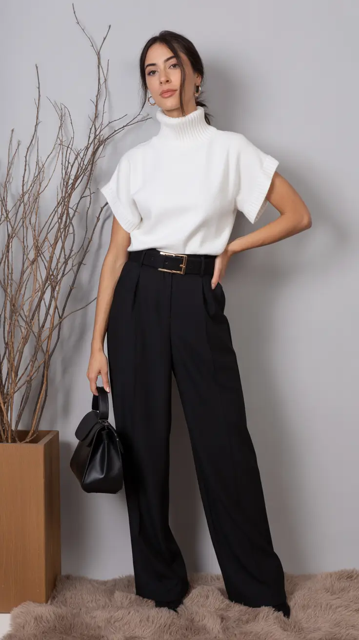 simple spring mom outfits 2026 Black and White Minimalism With Structured Details