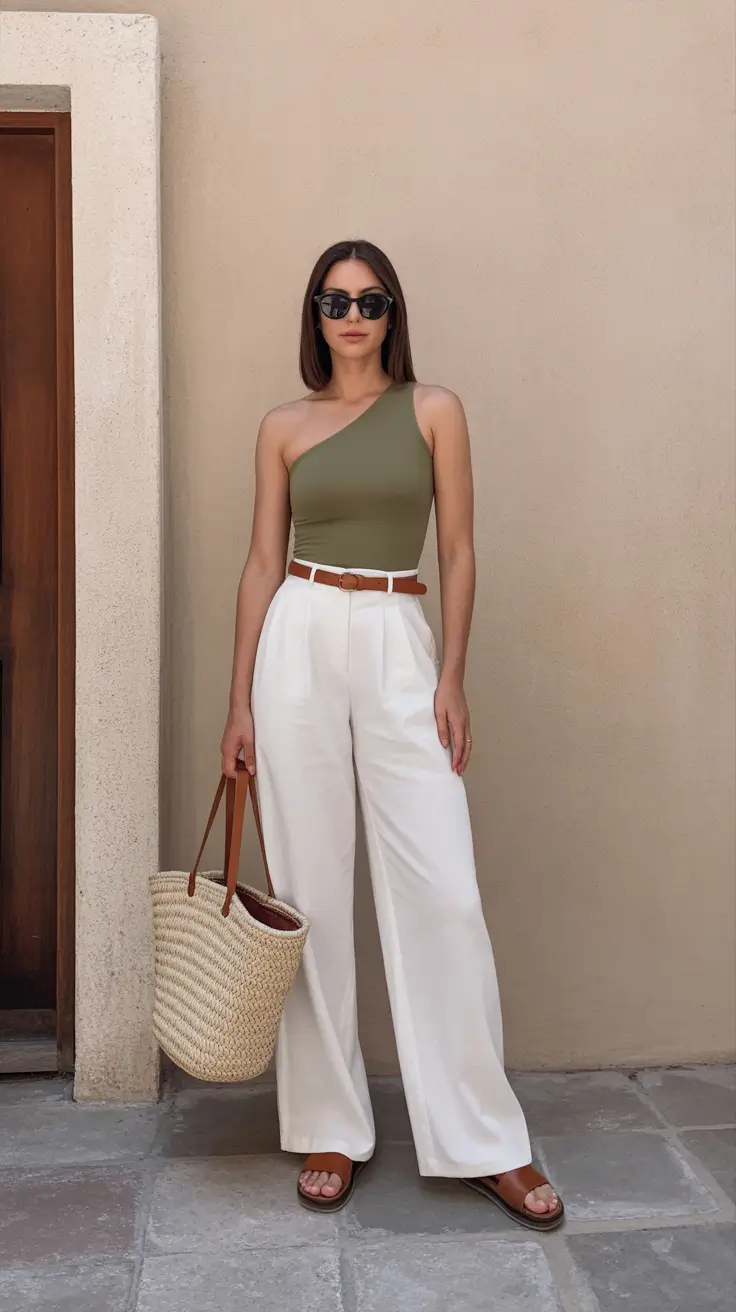 soft spring vacation outfits 2026 One-Shoulder Chic for Modern European Resorts