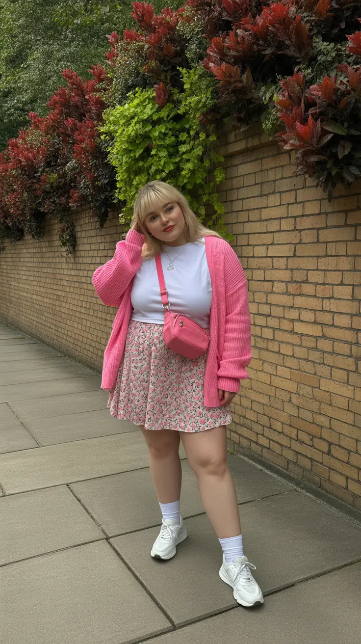 spring outfits for plus size women 2026 Soft Pink Layers for a Playful Spring Mood