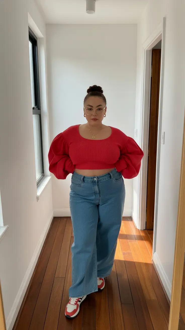 spring outfits for plus size women 2026 Bold Sleeves and Bright Color for a Playful Spring Statement