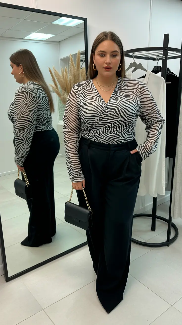 spring outfits for plus size women 2026 Zebra-Print Chic for Sleek Spring Evenings
