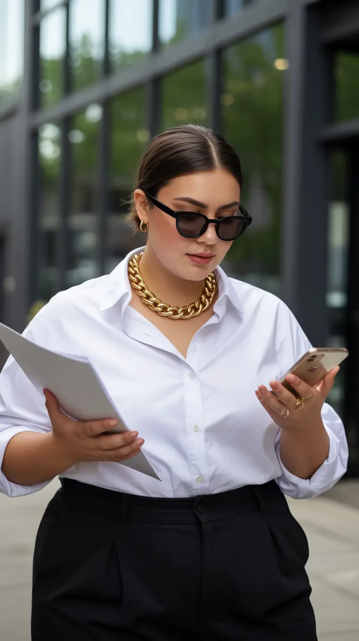 spring outfits for plus size women 2026 Modern Minimalism with a Power-White Shirt