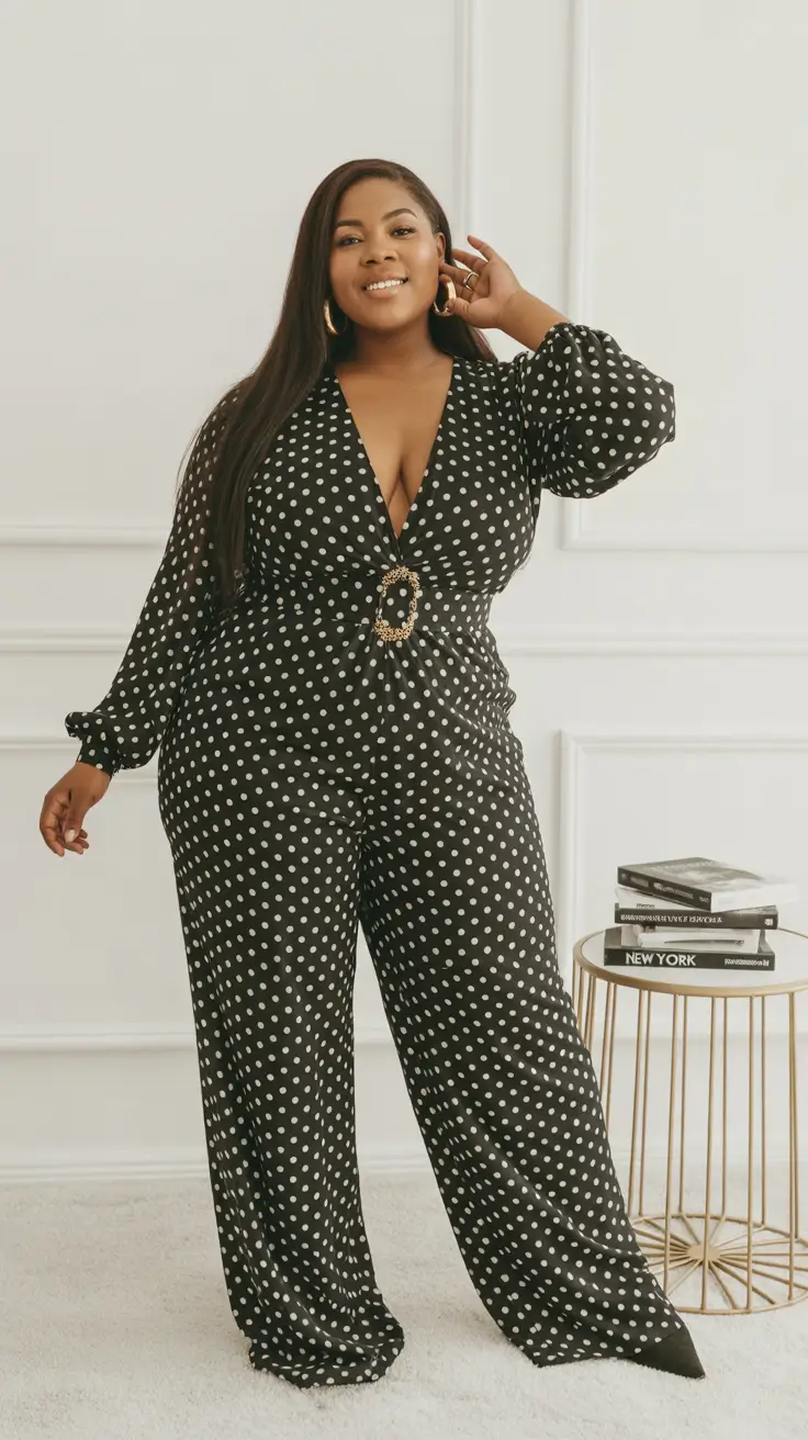 spring outfits for plus size women 2026 Classic Polka-Dot Confidence for Spring Evenings