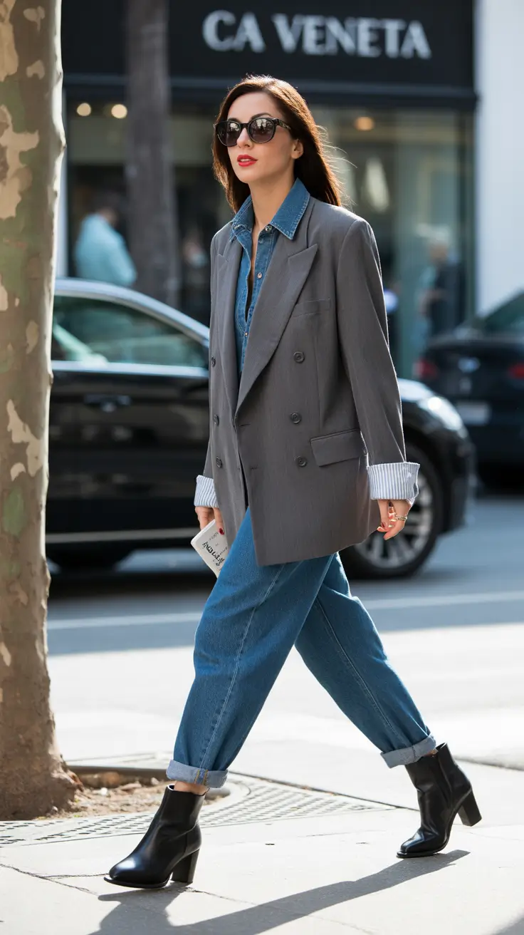 trendy chicago spring outfits 2026 Structured Blazers with Denim Classics