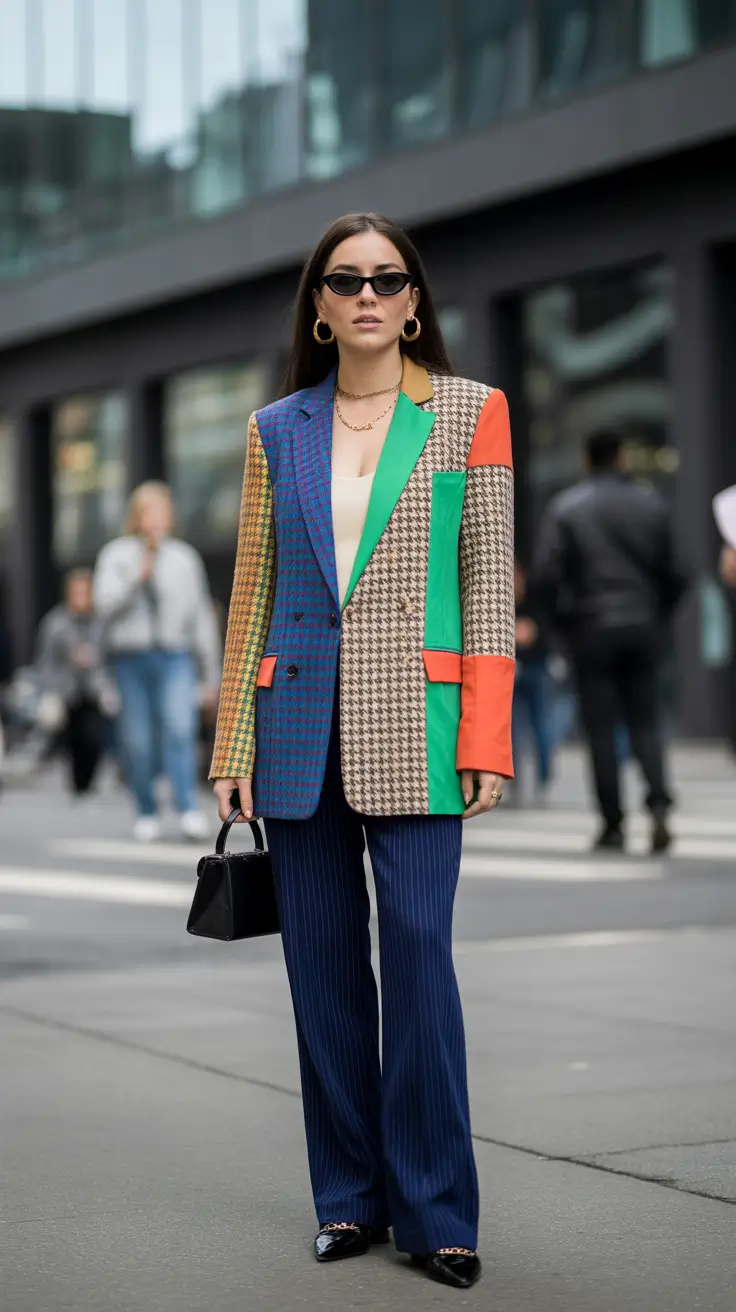 trendy chicago spring outfits 2026 Patchwork Precision with Modern Tailoring