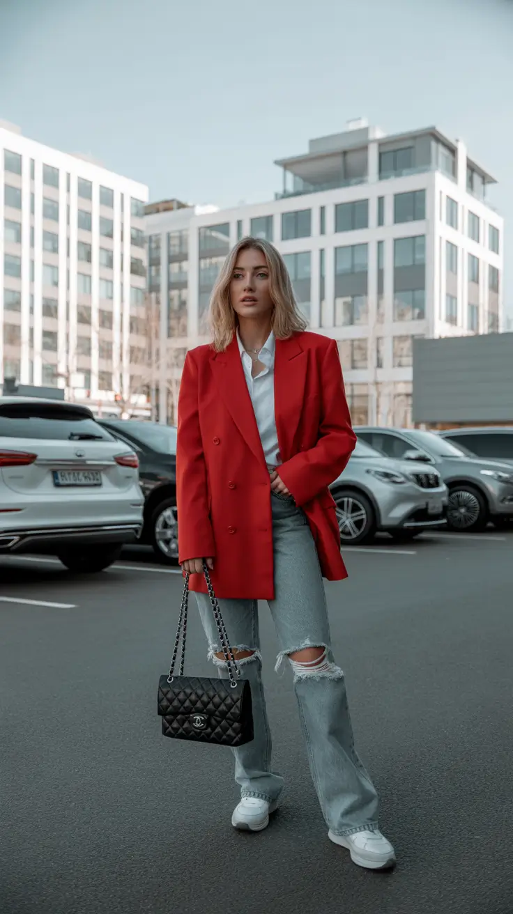 trendy chicago spring outfits 2026 Classic Red Power Layers