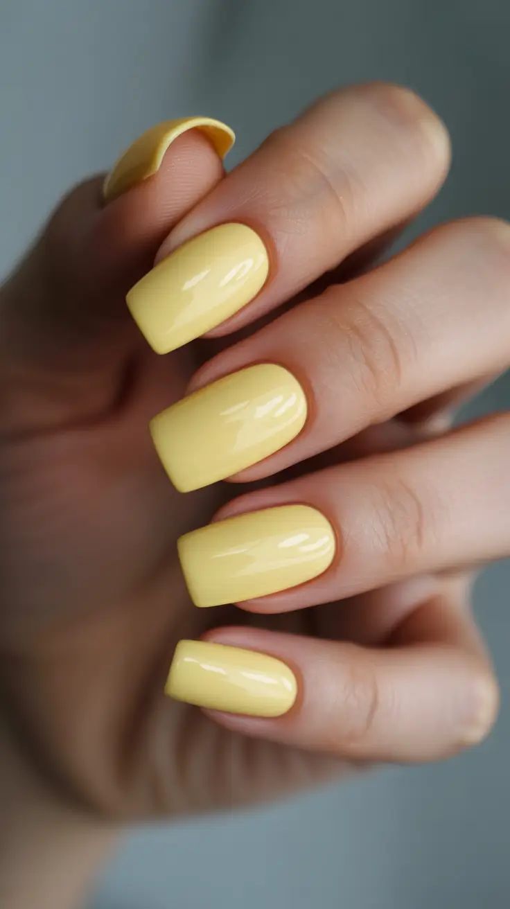 amazing spring break nails 2026 Butter Yellow Square Sunshine