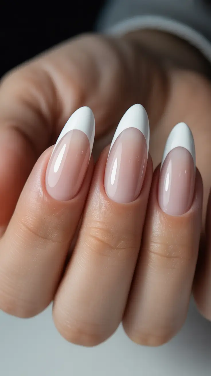 amazing spring break nails 2026 Modern Almond White French Tip