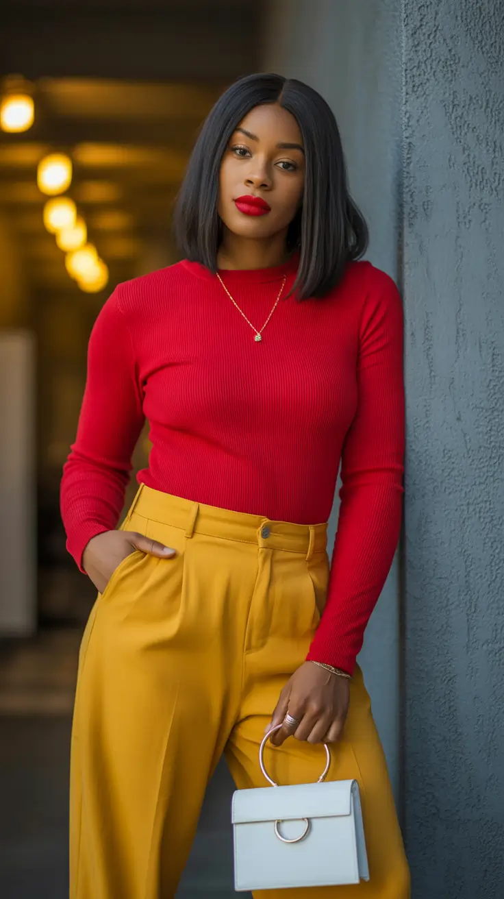 bold spring outfits black women 2026 Red Meets Golden Hour