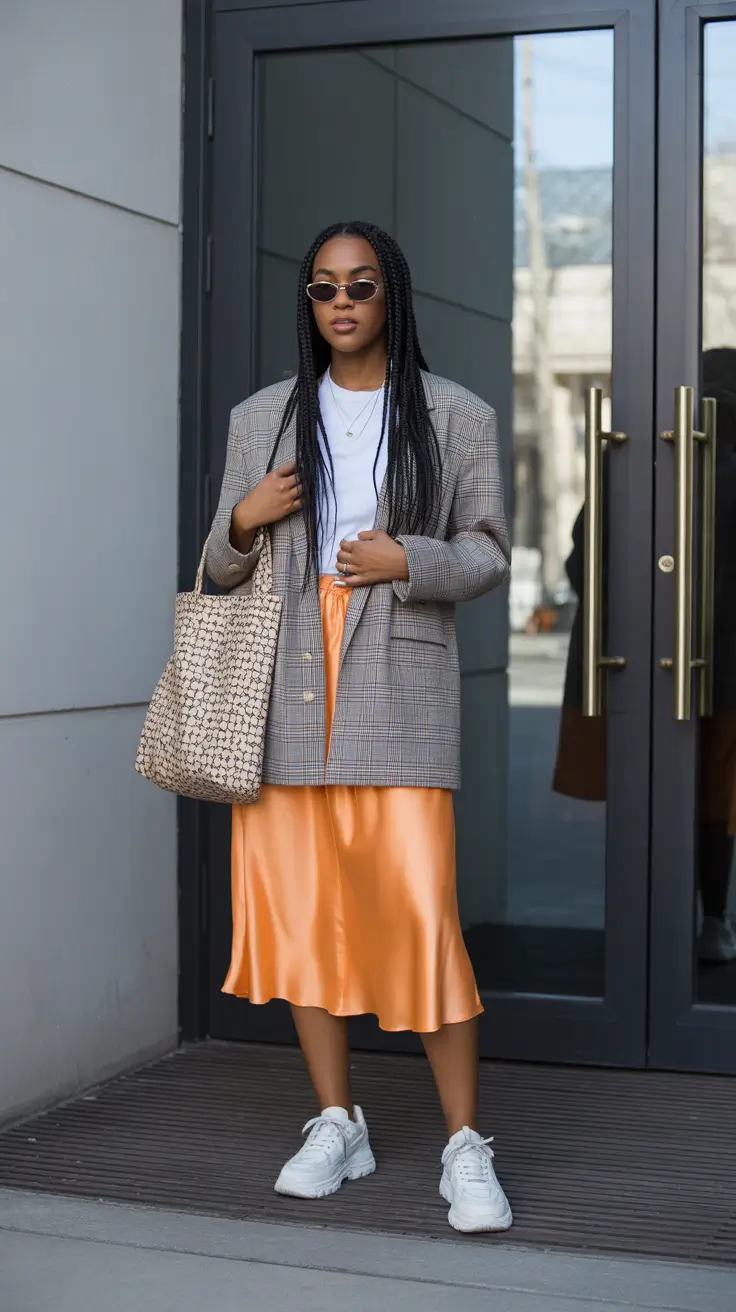 bold spring outfits black women 2026 Silky Tangerine Movement