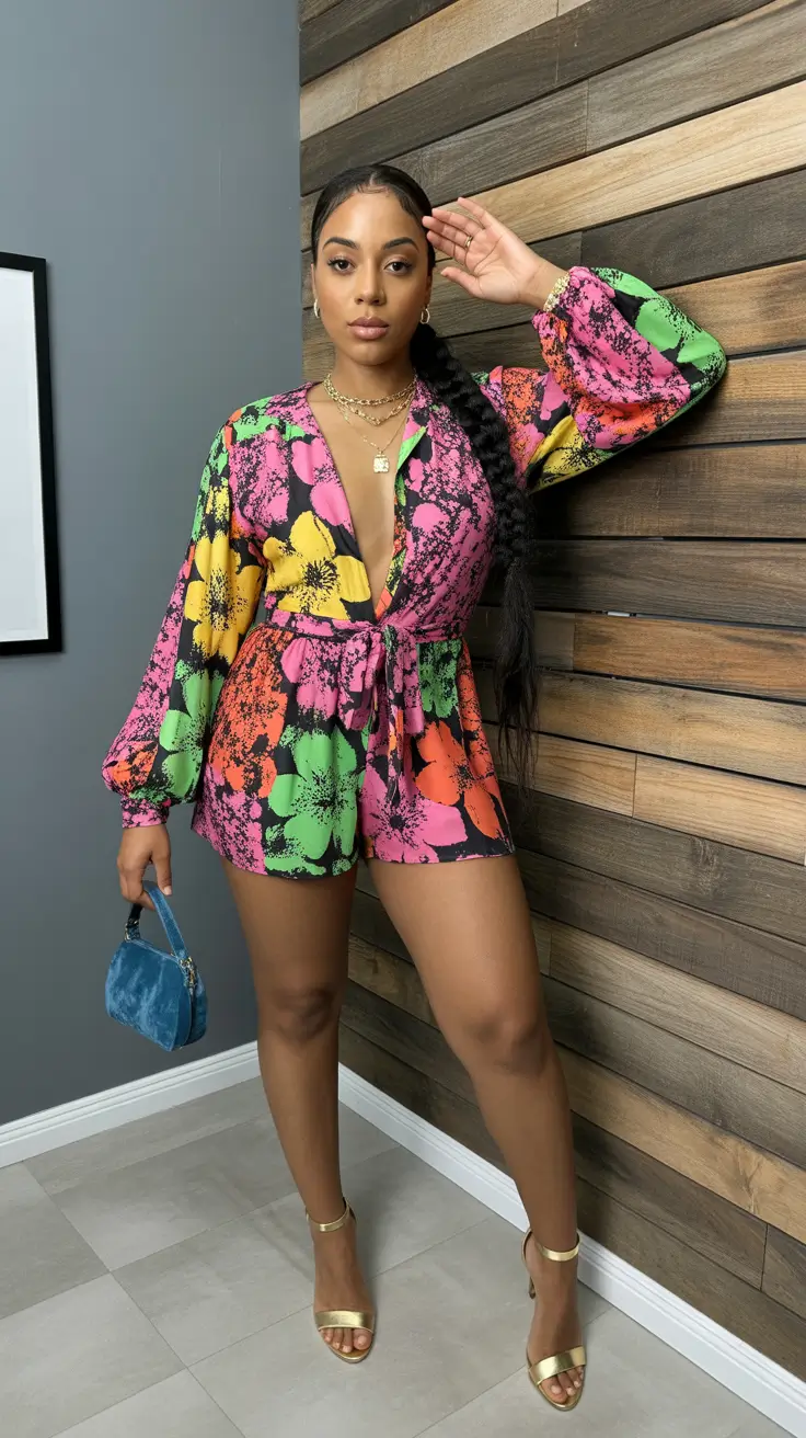 bold spring outfits black women 2026 Garden Burst Romper