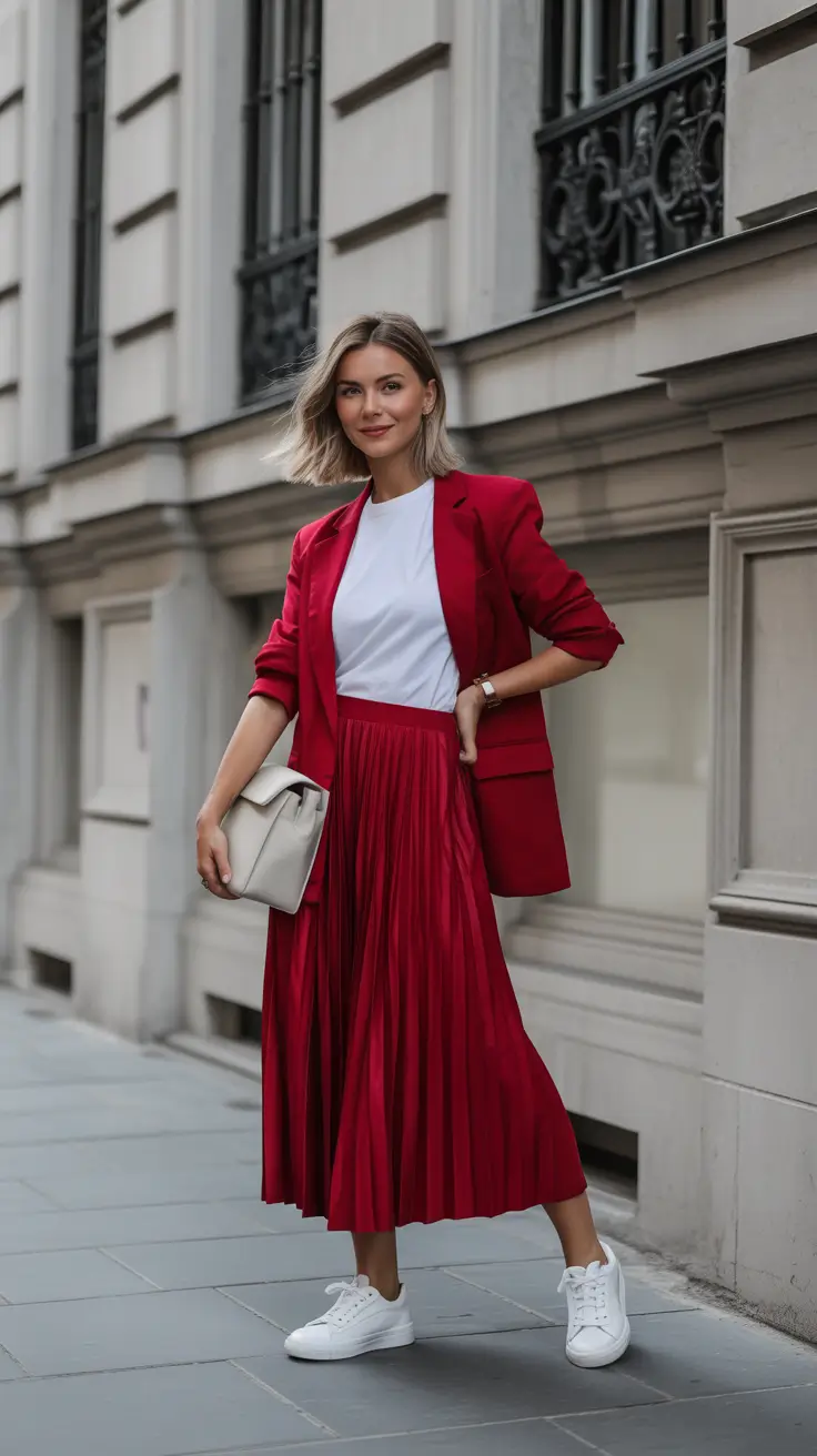 comfy spring outfits for lazy days 2026 Red Monochrome for Comfortable Spring Confidence