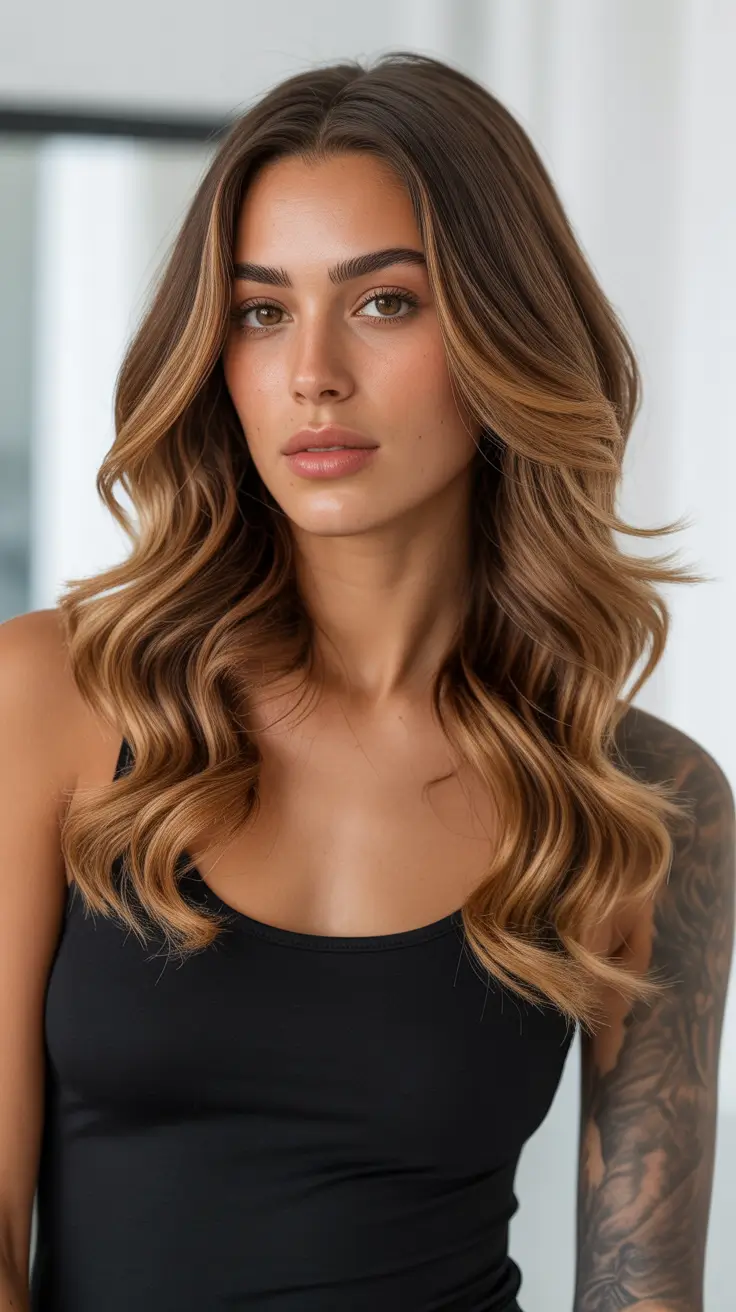 cool spring hair color for tan skin 2026 Caramelized Cool Brown - Luminous Flow