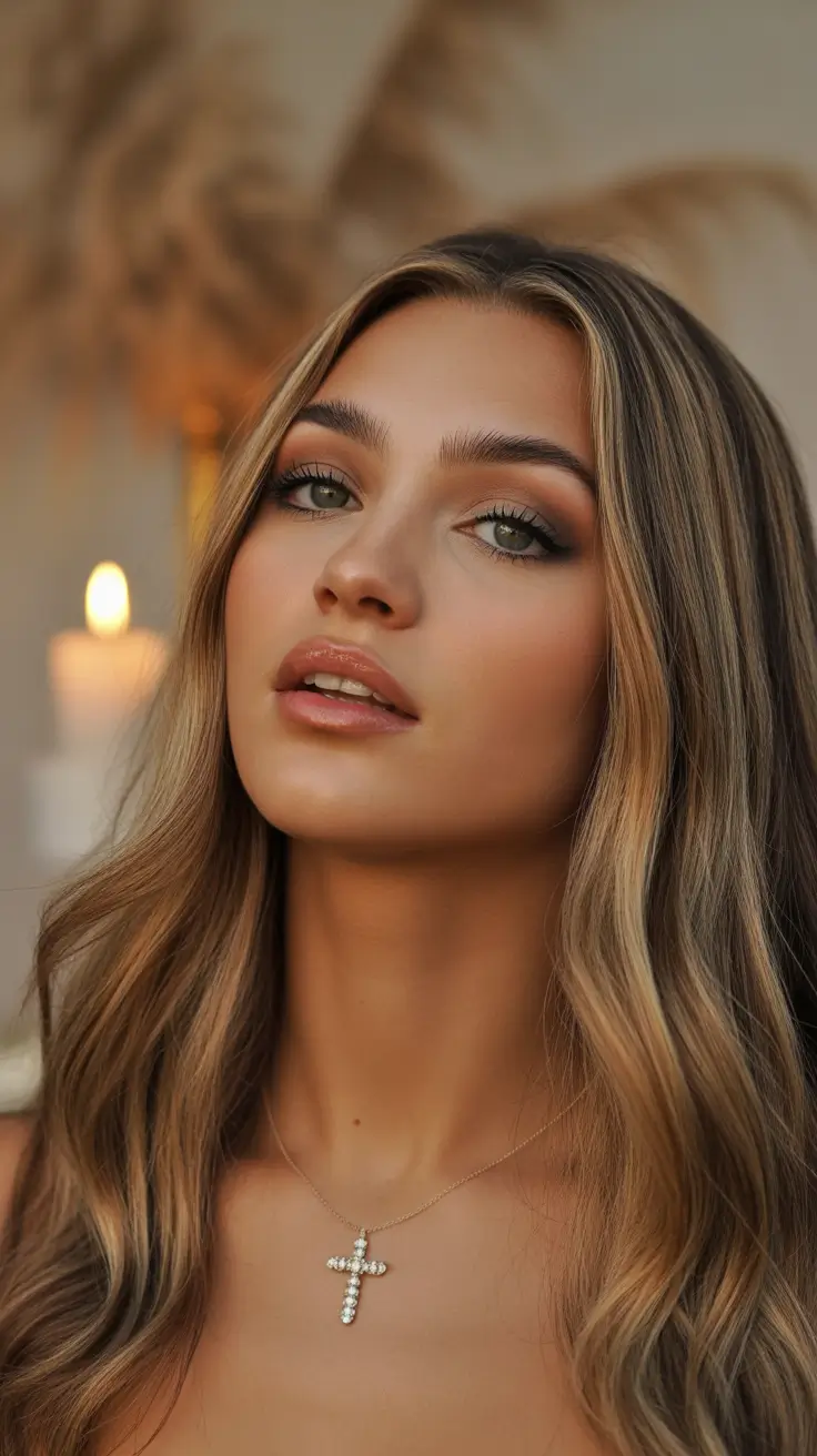 cool spring hair color for tan skin 2026 Soft Honey Bronde - Candlelit Dimension