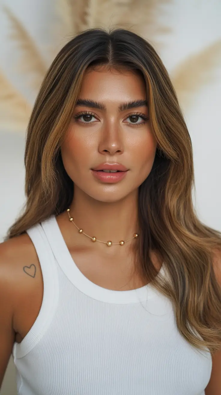 cool spring hair color for tan skin 2026 Ash Brown with Face-Framing Light - Modern Contrast