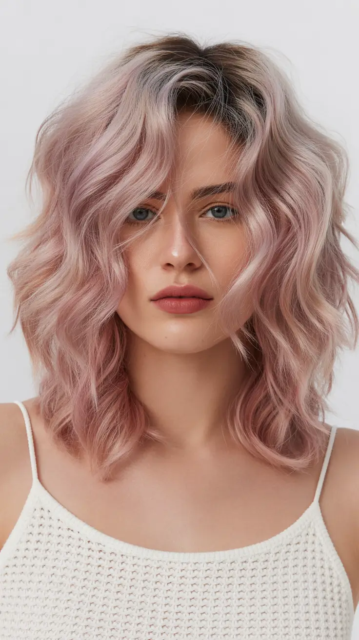 dreamy spring blonde hair color effects 2026 Soft Pastel Rosé Blonde for Spring Lightness
