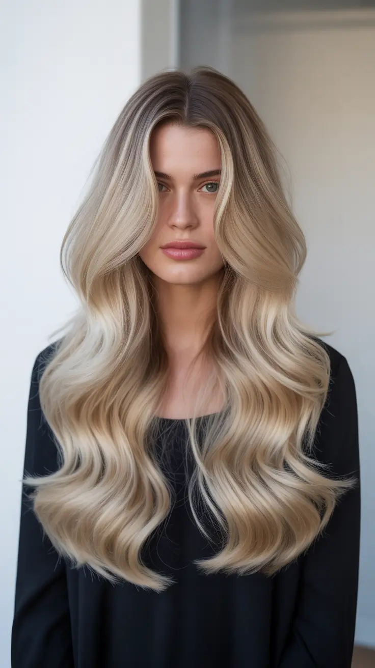 dreamy spring blonde hair color effects 2026 Warm Sand Blonde With Contoured Depth
