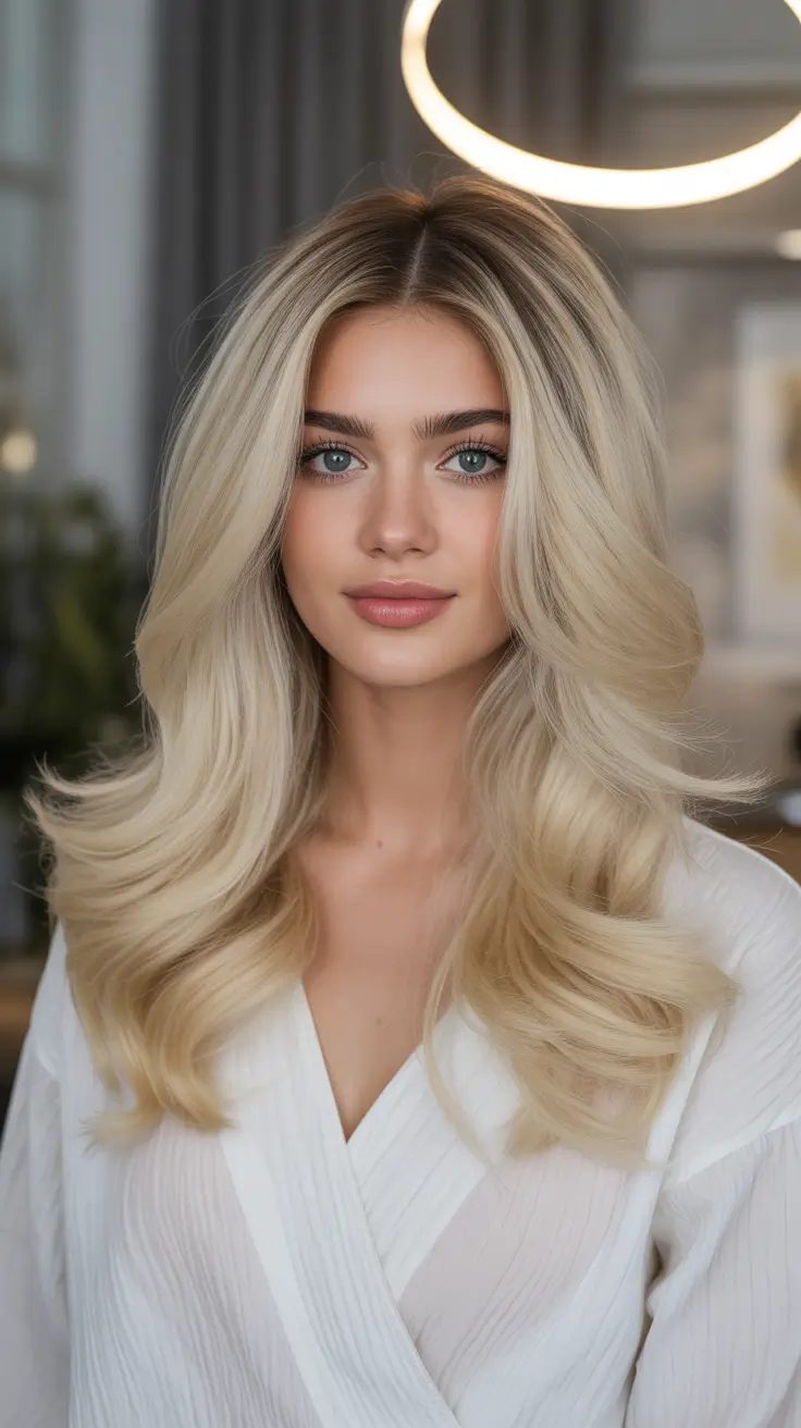 dreamy spring blonde hair color effects 2026 Vanilla-Cream Spring Blonde With Angelic Volume
