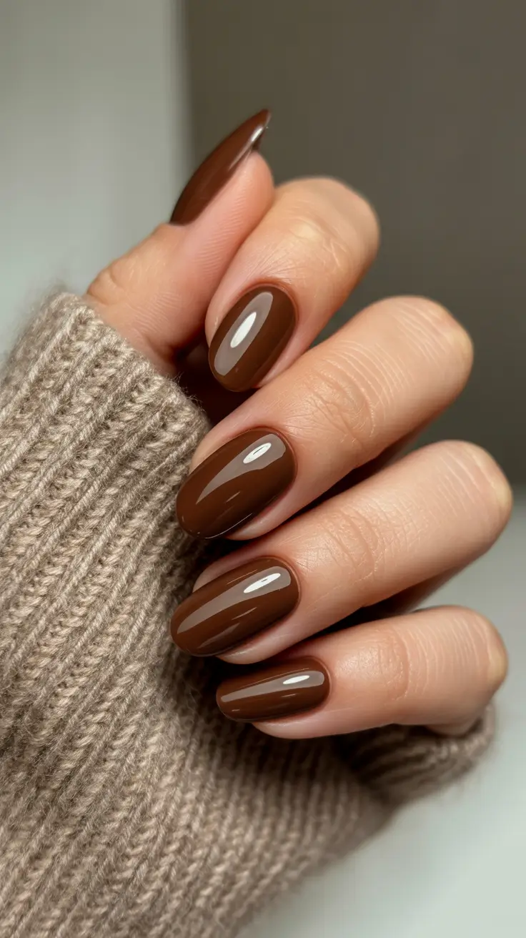 earthy spring nail design 2026 Warm Caramel Gloss for Cozy Spring Days