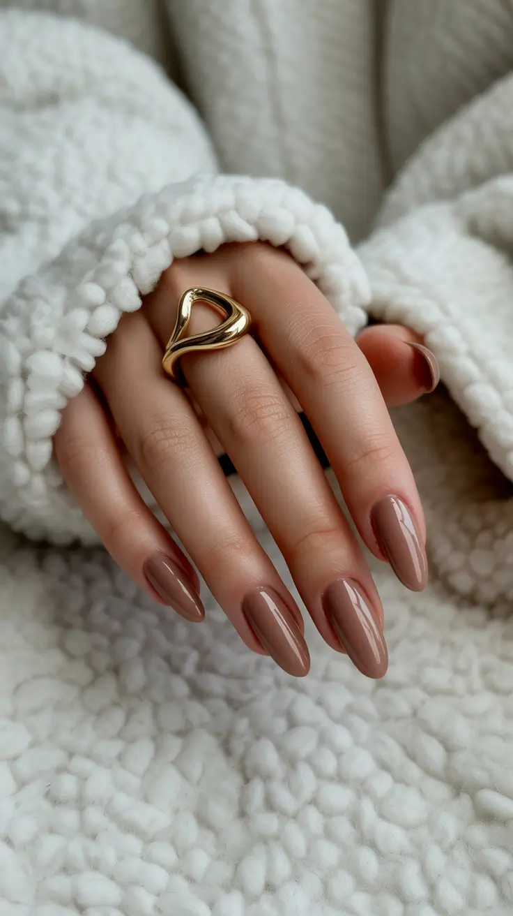 earthy spring nail design 2026 Mocha Gloss for Effortless Everyday Elegance