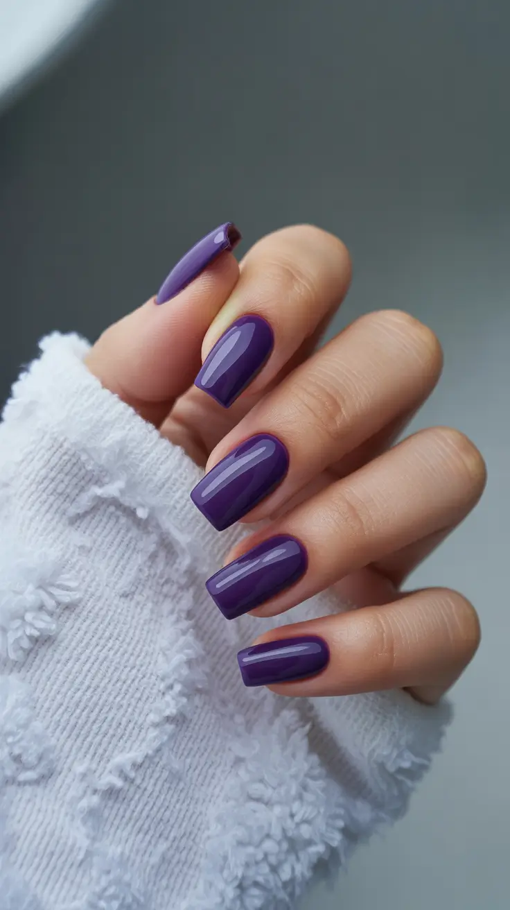earthy spring nail inspo 2026 Deep Violet Calm for a Grounded Spring