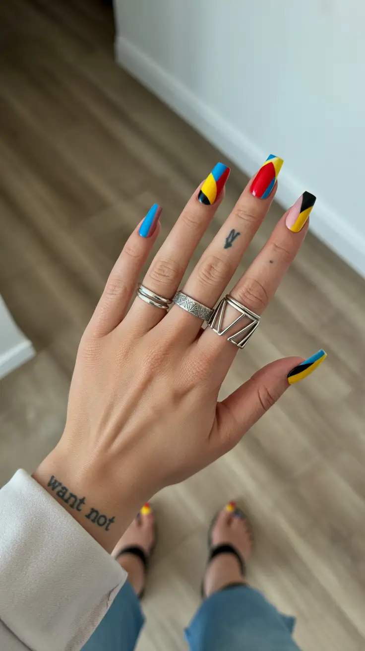 earthy spring nail inspo 2026 Colorblock Energy for Bold Spring Days
