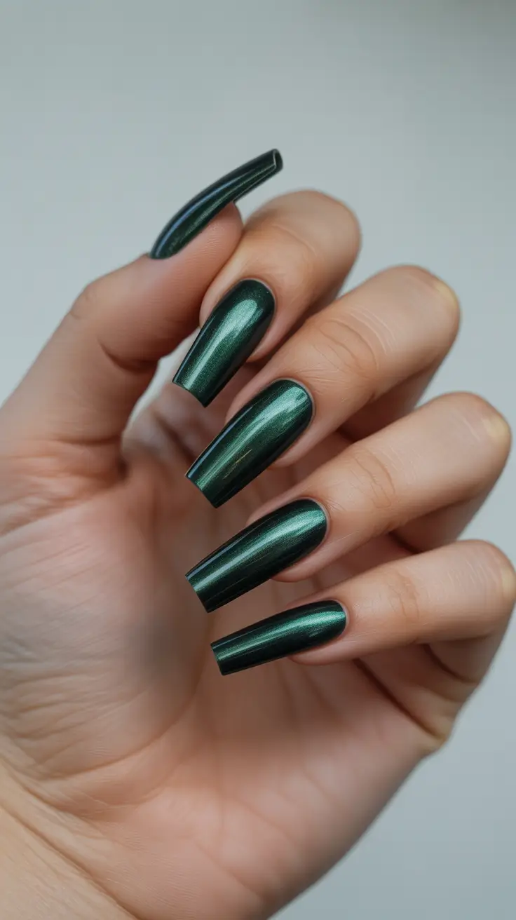 earthy spring nail inspo 2026 Emerald Metallic Depth for Bold Spring Nights