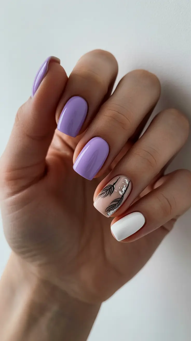 earthy spring nail inspo 2026 Lavender Petals and Soft Botanical Art