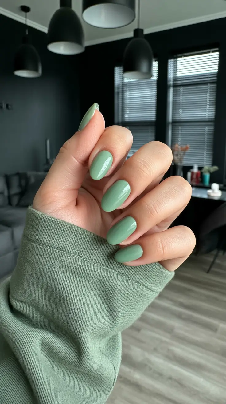 earthy spring nail inspo 2026 Green Tea Gloss for Fresh Spring Energy