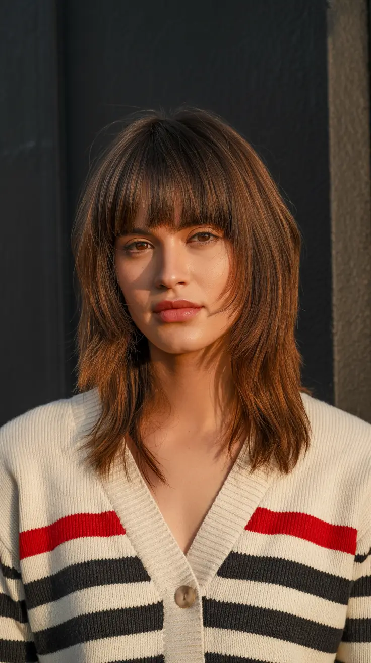 easy spring hair color trends 2026 Soft Caramel Shag With Light Spring Movement