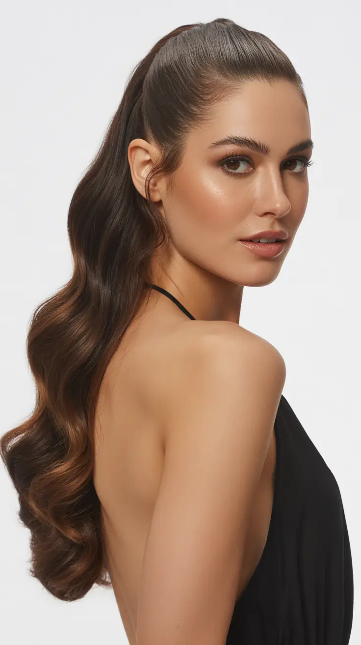 half up half down spring hairstyles 2026 Polished High Pony with Luxurious Spring Waves