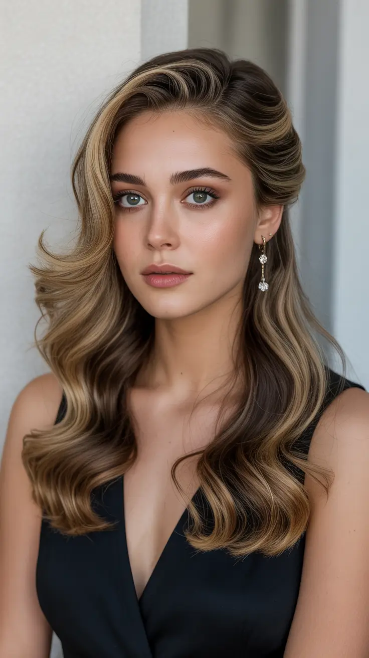 half up half down spring hairstyles 2026 Deep Side Sweep with Sculpted Spring Waves