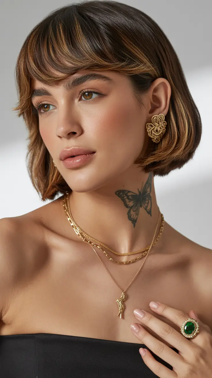 medium spring haircuts 2026 Soft Contoured Bob With Lived-In Highlights