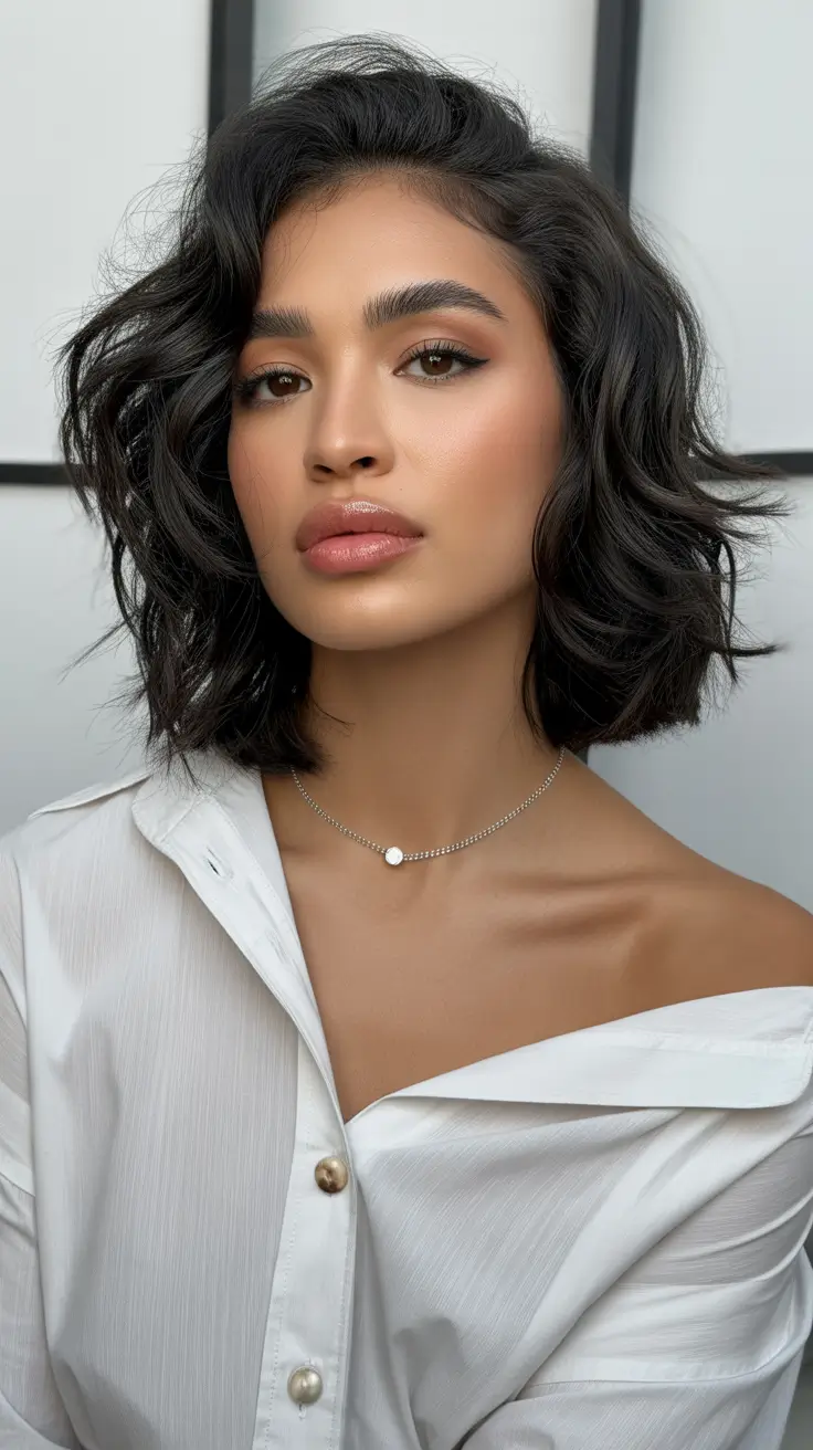 medium spring haircuts 2026 Textured Wavy Bob With Airy Volume