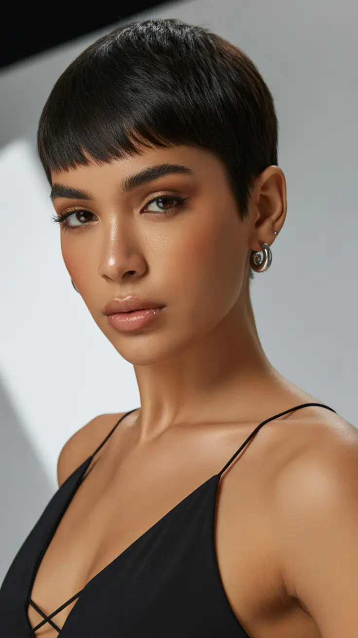 medium spring haircuts 2026 Micro-Pixie With Sculpted Fringe