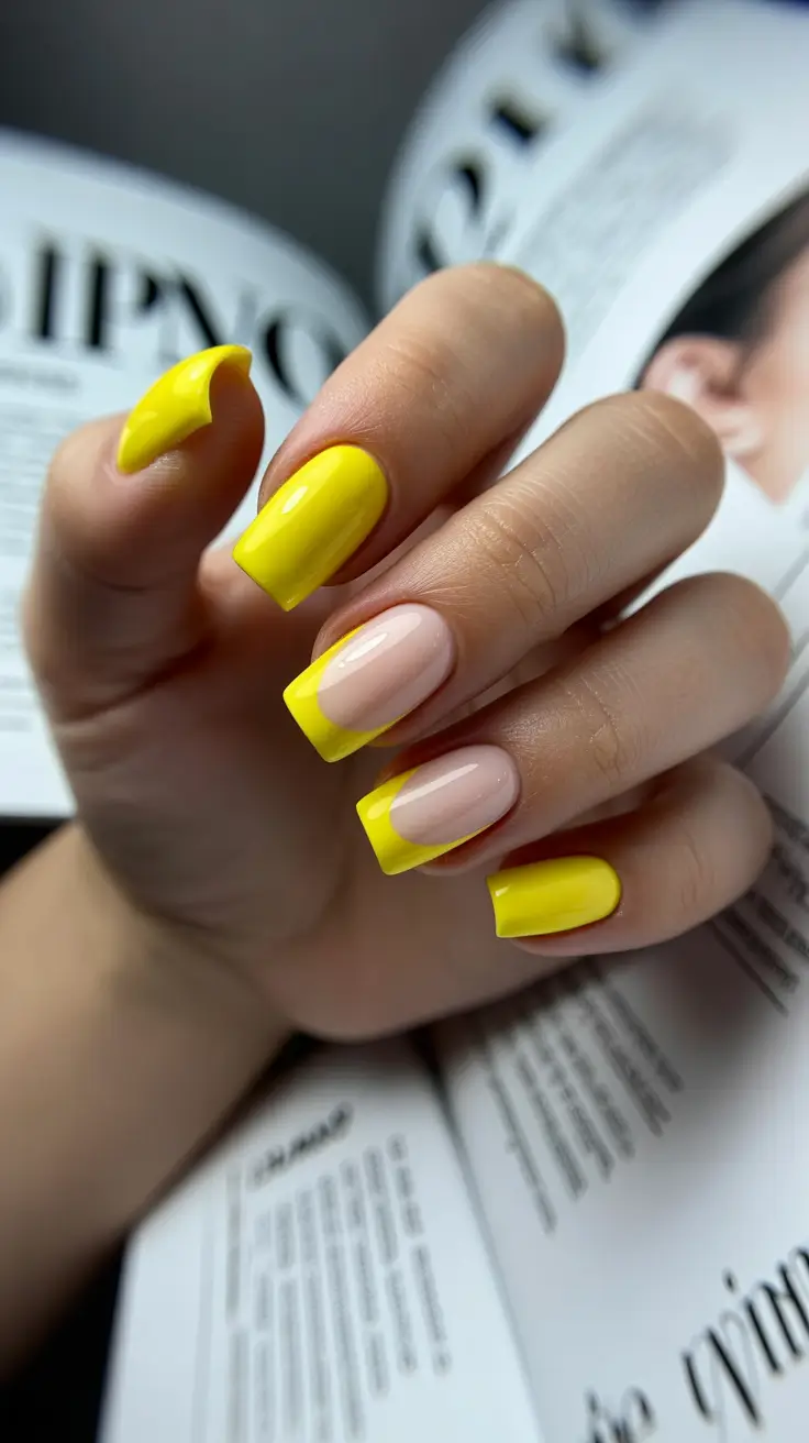 colorful spring nails yellow tips