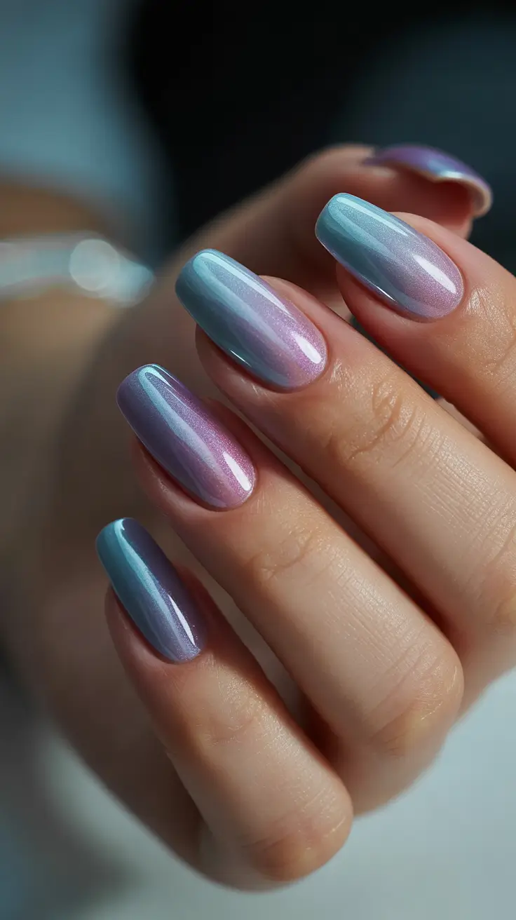 colorful spring nails lavender metallic