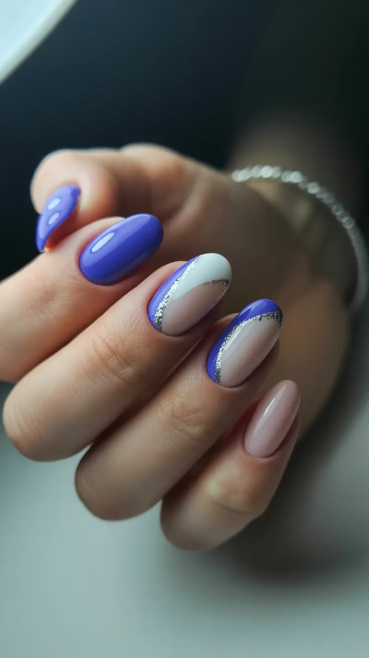 modern colorful spring nails 2026 Lavender Curve With Silver Detail
