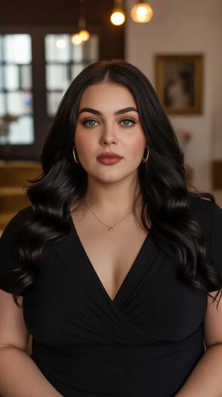 new spring haircuts for chubby faces 2026 Long Glossy Waves With Soft Center Part