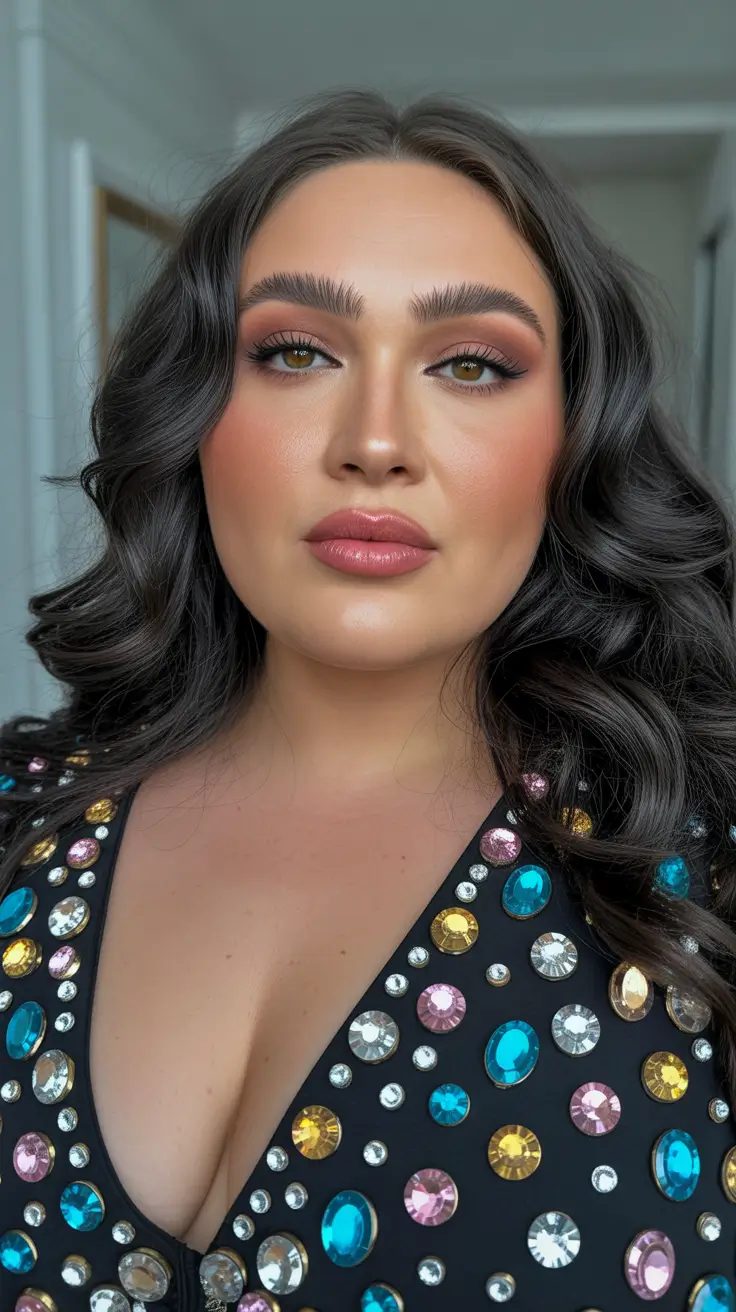 new spring haircuts for chubby faces 2026 Voluminous Glam Waves With Deep Part