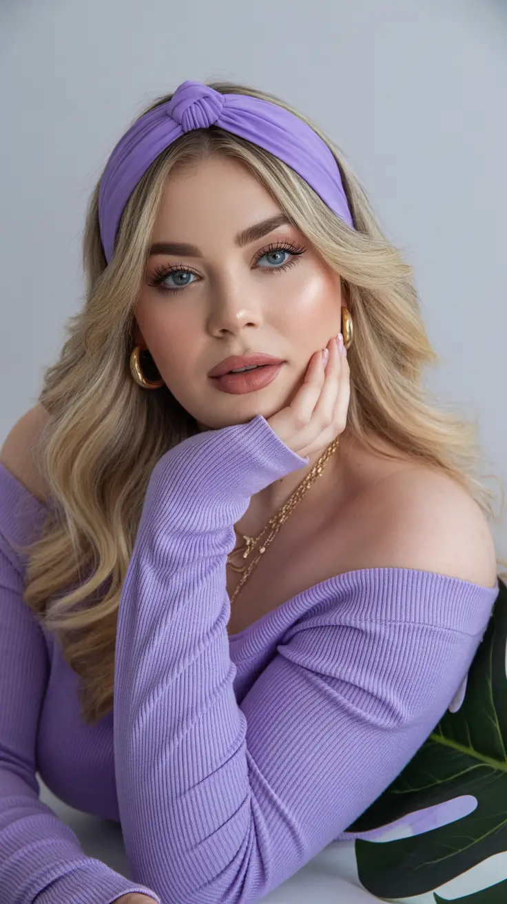 new spring haircuts for chubby faces 2026 Spring Goddess Waves With Lavender Headband