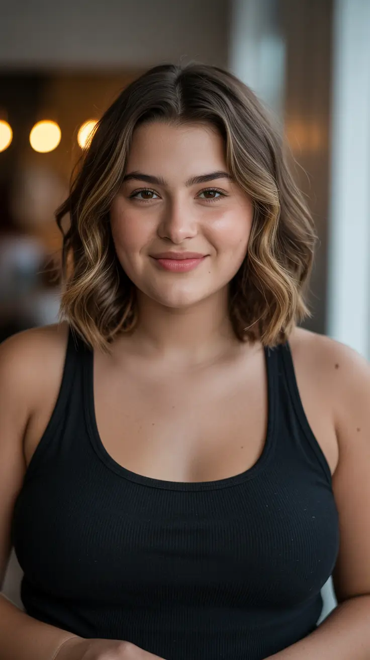 new spring haircuts for chubby faces 2026 Soft Tousled Wavy Bob With Natural Lift