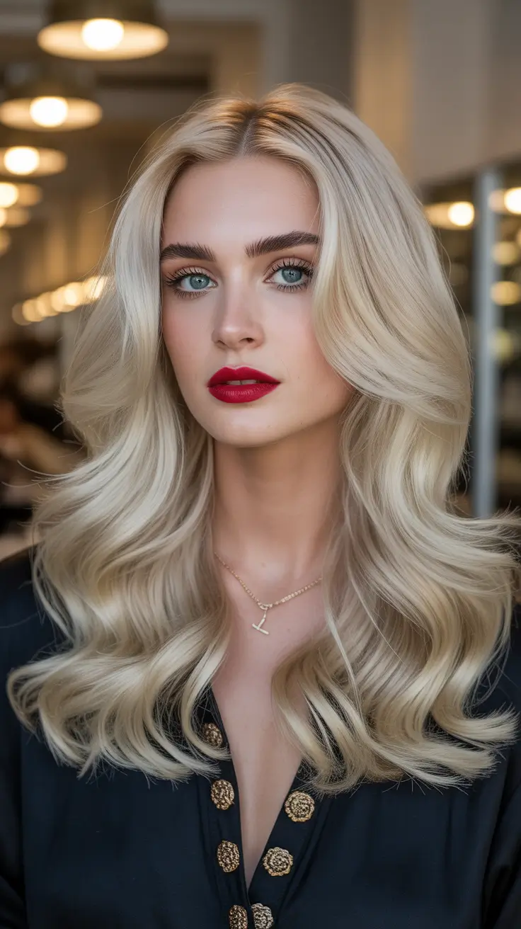 quick spring hair trends 2026 Hollywood Blonde Waves with a Modern Spring Glow