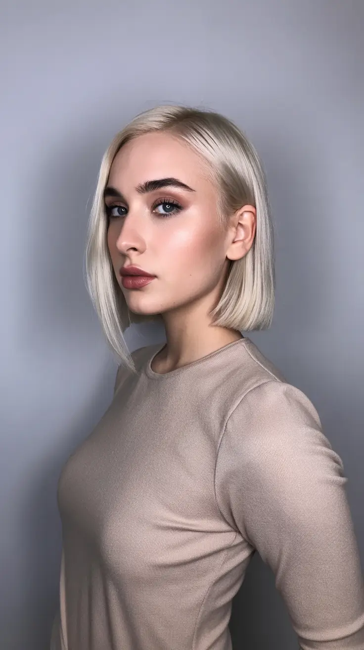 quick spring hair trends 2026 Minimalist Straight Blonde Bob with Clean Edges